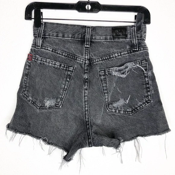 Urban Outfitters BDG A-Line Shorts Washed Black Raw Hem Distressed Short Size 24 - Picture 4 of 16